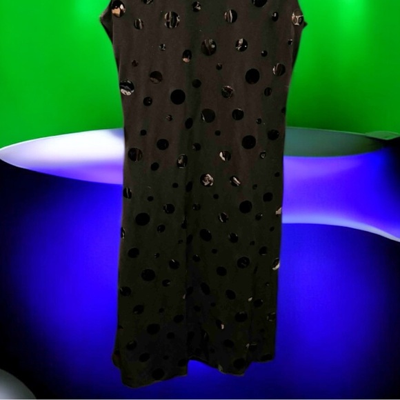 Elegant Black Polka Dot Dress SMALL pit to pit 15in length 35in - Picture 6 of 6